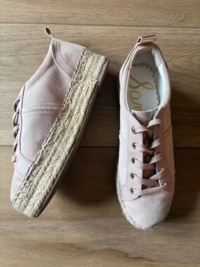 Sam Edelman Women's Lace-Up Sneakers in Blush Suede